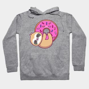 Cute Sloth Hug Big Doughnut Hoodie